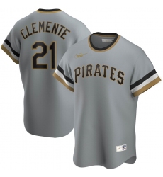 Men Pittsburgh Pirates 21 Roberto Clemente Nike Road Cooperstown Collection Player MLB Jersey Gray