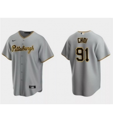 Men Pittsburgh Pirates 91 Ji Man Choi Grey Cool Base Stitched Baseball Jersey