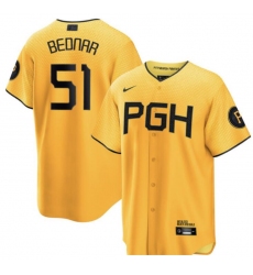 Men Pittsburgh Pirates David Bednar #51 Gold 2023 City Connect Flex Base Stitched Jersey