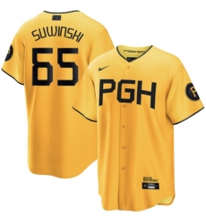 Men Pittsburgh Pirates Jack Suwinski #65 Gold 2023 City Connect Flex Base Stitched Jersey