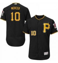 Mens Majestic Pittsburgh Pirates 10 Jordy Mercer Black Alternate Flex Base Authentic Collection MLB Jersey 