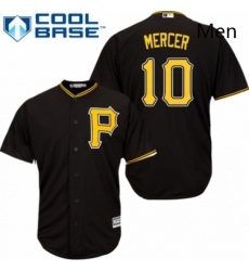 Mens Majestic Pittsburgh Pirates 10 Jordy Mercer Replica Black Alternate Cool Base MLB Jersey 