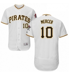 Mens Majestic Pittsburgh Pirates 10 Jordy Mercer White Home Flex Base Authentic Collection MLB Jersey