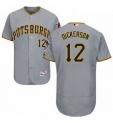Mens Majestic Pittsburgh Pirates 12 Corey Dickerson Grey Road Flex Base Authentic Collection MLB Jersey