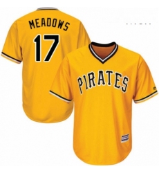 Mens Majestic Pittsburgh Pirates 17 Austin Meadows Replica Gold Alternate Cool Base MLB Jersey 