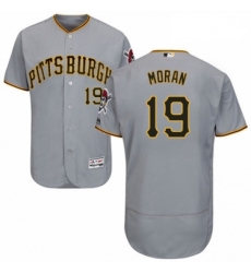 Mens Majestic Pittsburgh Pirates 19 Colin Moran Grey Road Flex Base Authentic Collection MLB Jersey