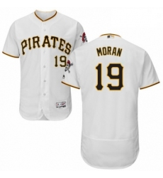 Mens Majestic Pittsburgh Pirates 19 Colin Moran White Home Flex Base Authentic Collection MLB Jersey
