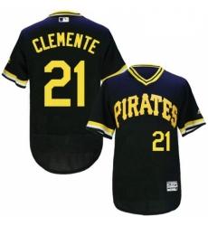 Mens Majestic Pittsburgh Pirates 21 Roberto Clemente Black FlexBase Authentic Collection MLB Jersey