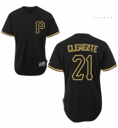 Mens Majestic Pittsburgh Pirates 21 Roberto Clemente Replica Black Fashion MLB Jersey