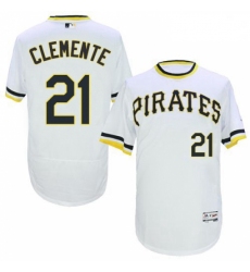 Mens Majestic Pittsburgh Pirates 21 Roberto Clemente White FlexBase Authentic Collection MLB Jersey