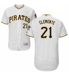 Mens Majestic Pittsburgh Pirates 21 Roberto Clemente White Home Flex Base Authentic Collection MLB Jersey