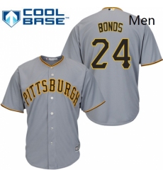 Mens Majestic Pittsburgh Pirates 24 Barry Bonds Replica Grey Road Cool Base MLB Jersey