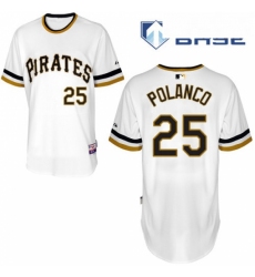 Mens Majestic Pittsburgh Pirates 25 Gregory Polanco Authentic White Alternate 2 Cool Base MLB Jersey