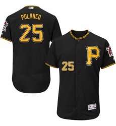 Mens Majestic Pittsburgh Pirates 25 Gregory Polanco Black Alternate Flex Base Authentic Collection MLB Jersey