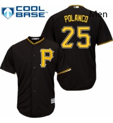 Mens Majestic Pittsburgh Pirates 25 Gregory Polanco Replica Black Alternate Cool Base MLB Jersey
