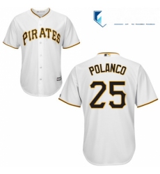 Mens Majestic Pittsburgh Pirates 25 Gregory Polanco Replica White Home Cool Base MLB Jersey