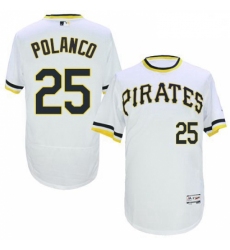 Mens Majestic Pittsburgh Pirates 25 Gregory Polanco White FlexBase Authentic Collection MLB Jersey