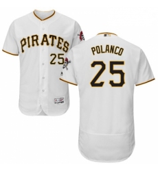 Mens Majestic Pittsburgh Pirates 25 Gregory Polanco White Home Flex Base Authentic Collection MLB Jersey
