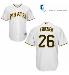 Mens Majestic Pittsburgh Pirates 26 Adam Frazier Replica White Home Cool Base MLB Jersey 