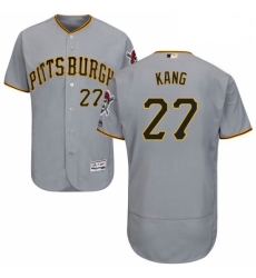 Mens Majestic Pittsburgh Pirates 27 Jung ho Kang Grey Road Flex Base Authentic Collection MLB Jersey