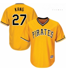 Mens Majestic Pittsburgh Pirates 27 Jung ho Kang Replica Gold Alternate Cool Base MLB Jersey