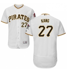 Mens Majestic Pittsburgh Pirates 27 Jung ho Kang White Home Flex Base Authentic Collection MLB Jersey