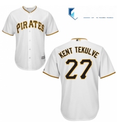 Mens Majestic Pittsburgh Pirates 27 Kent Tekulve Replica White Home Cool Base MLB Jersey