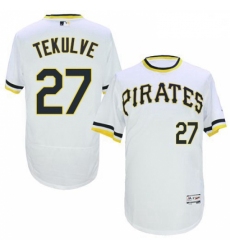 Mens Majestic Pittsburgh Pirates 27 Kent Tekulve White Flexbase Authentic Collection Cooperstown MLB Jersey