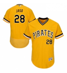 Mens Majestic Pittsburgh Pirates 28 John Jaso Gold Alternate Flex Base Authentic Collection MLB Jersey