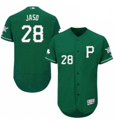 Mens Majestic Pittsburgh Pirates 28 John Jaso Green Celtic Flexbase Authentic Collection MLB Jersey