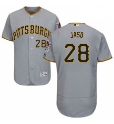 Mens Majestic Pittsburgh Pirates 28 John Jaso Grey Road Flex Base Authentic Collection MLB Jersey