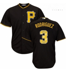 Mens Majestic Pittsburgh Pirates 3 Sean Rodriguez Authentic Black Team Logo Fashion Cool Base MLB Jersey 