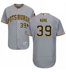 Mens Majestic Pittsburgh Pirates 39 Chad Kuhl Grey Road Flex Base Authentic Collection MLB Jersey