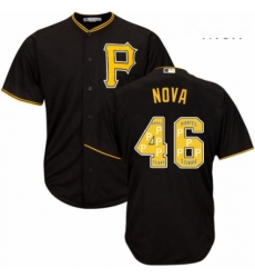 Mens Majestic Pittsburgh Pirates 46 Ivan Nova Authentic Black Team Logo Fashion Cool Base MLB Jersey 