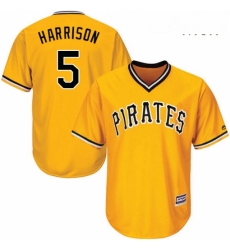 Mens Majestic Pittsburgh Pirates 5 Josh Harrison Replica Gold Alternate Cool Base MLB Jersey