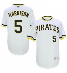 Mens Majestic Pittsburgh Pirates 5 Josh Harrison White Flexbase Authentic Collection Cooperstown MLB Jersey