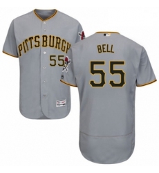 Mens Majestic Pittsburgh Pirates 55 Josh Bell Grey Road Flex Base Authentic Collection MLB Jersey