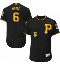 Mens Majestic Pittsburgh Pirates 6 Starling Marte Black Alternate Flex Base Authentic Collection MLB Jersey