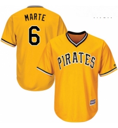 Mens Majestic Pittsburgh Pirates 6 Starling Marte Replica Gold Alternate Cool Base MLB Jersey