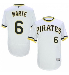 Mens Majestic Pittsburgh Pirates 6 Starling Marte White Flexbase Authentic Collection Cooperstown MLB Jersey