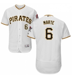 Mens Majestic Pittsburgh Pirates 6 Starling Marte White Home Flex Base Authentic Collection MLB Jersey