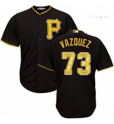 Mens Majestic Pittsburgh Pirates 73 Felipe Vazquez Authentic Black Team Logo Fashion Cool Base MLB Jersey 