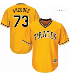 Mens Majestic Pittsburgh Pirates 73 Felipe Vazquez Replica Gold Alternate Cool Base MLB Jersey 