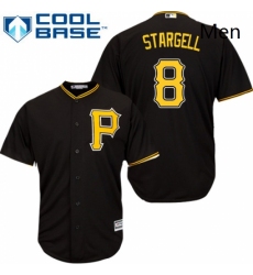 Mens Majestic Pittsburgh Pirates 8 Willie Stargell Replica Black Alternate Cool Base MLB Jersey