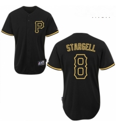 Mens Majestic Pittsburgh Pirates 8 Willie Stargell Replica Black Fashion MLB Jersey