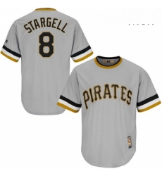Mens Majestic Pittsburgh Pirates 8 Willie Stargell Replica Grey Cooperstown Throwback MLB Jersey