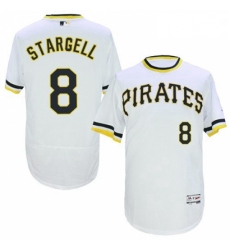 Mens Majestic Pittsburgh Pirates 8 Willie Stargell White Flexbase Authentic Collection Cooperstown MLB Jersey