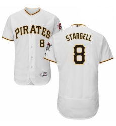 Mens Majestic Pittsburgh Pirates 8 Willie Stargell White Home Flex Base Authentic Collection MLB Jersey