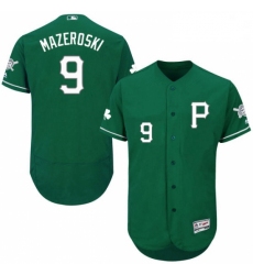 Mens Majestic Pittsburgh Pirates 9 Bill Mazeroski Green Celtic Flexbase Authentic Collection MLB Jersey
