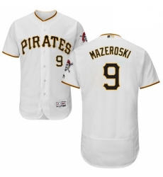 Mens Majestic Pittsburgh Pirates 9 Bill Mazeroski White Home Flex Base Authentic Collection MLB Jersey